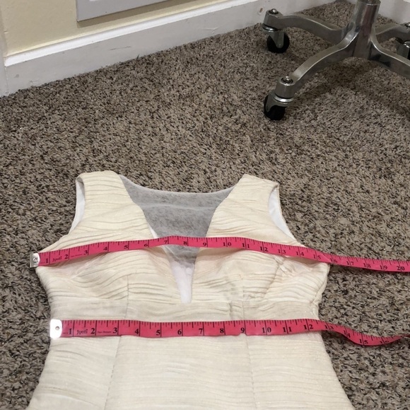 Hailey by Adrianna Papell Dress Size 2 Ivory Gold Mesh Plunge V-Neck Mini - Picture 8 of 9